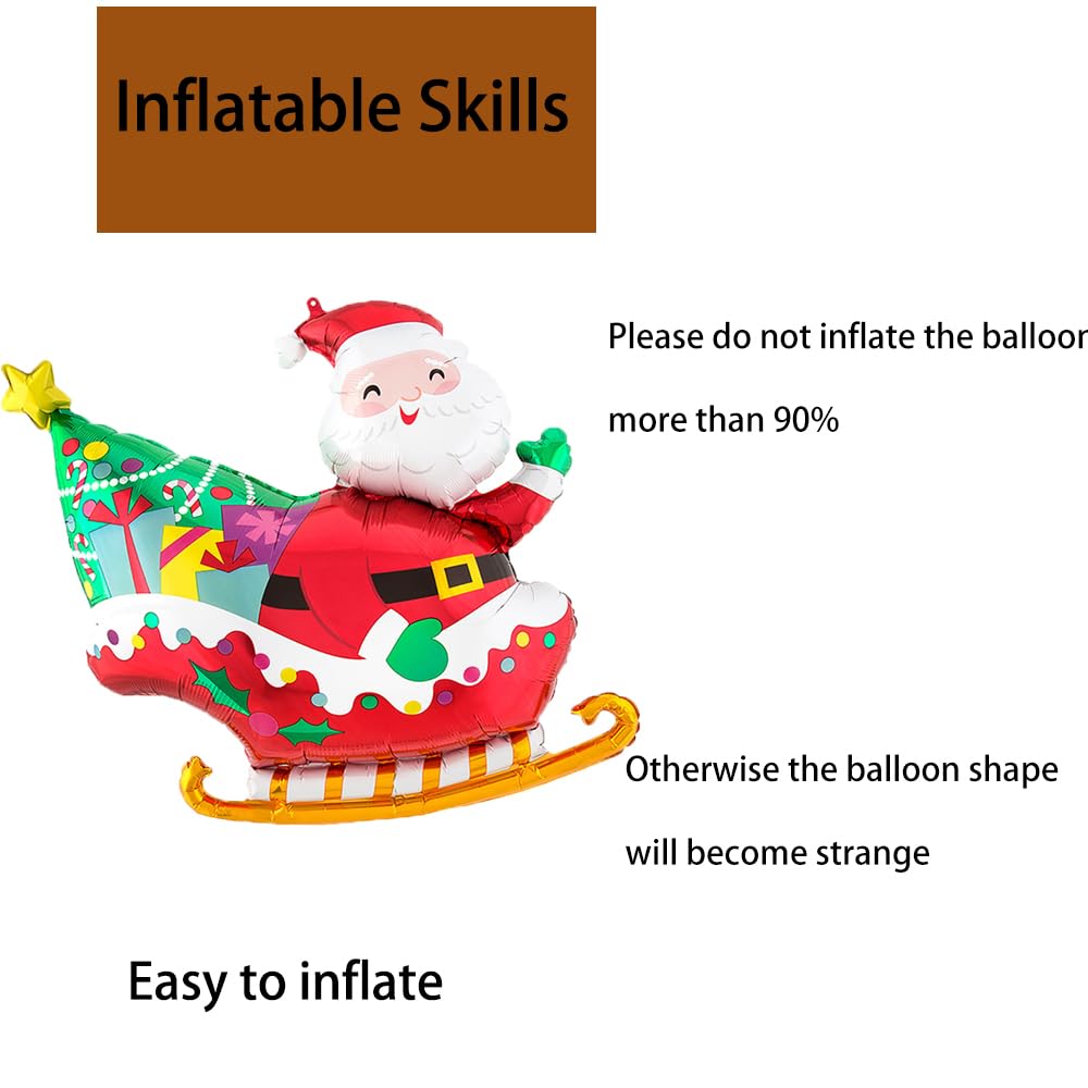 Hadckja Santa Claus Balloons Christmas Balloons Sleigh Santa Claus Foil Balloons For Christmas-Themed Party Birthday Party Suppl