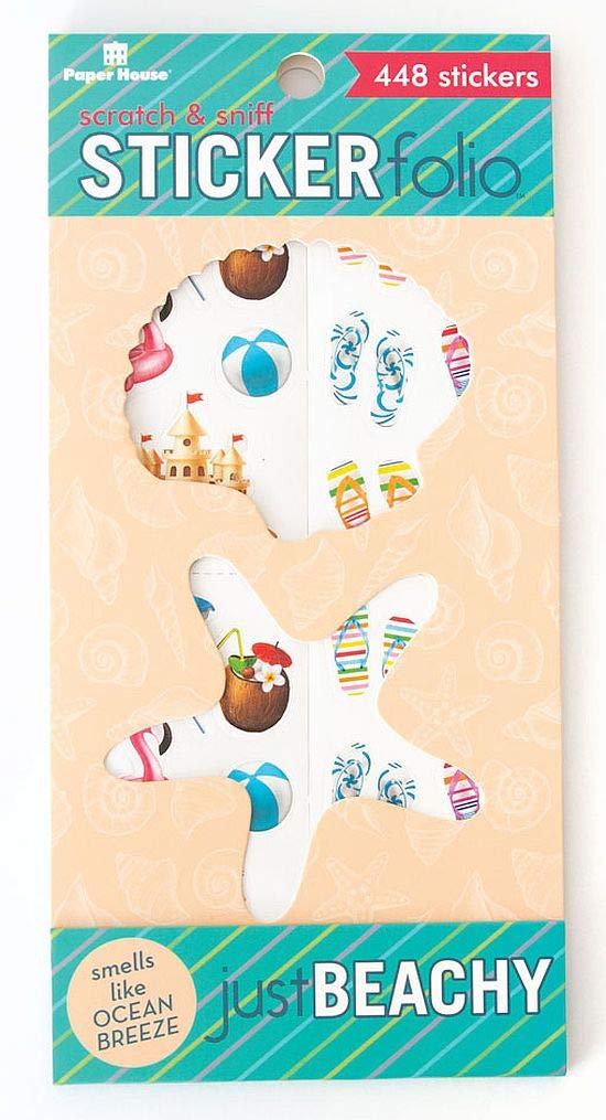 Paper House Productions Just Beachy Scratch & Sniff Sticker Folio for Classrooms, Scrapbooking and Collecting