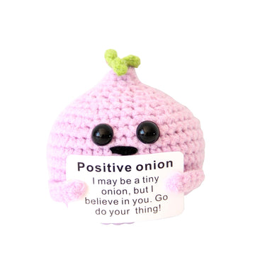 Qyqkfly 1 Pcs Mini Funny Positive Life Vegetable Creative Knitted Animal Holding Card Crochet Easter Birthday Christmas Girls Gift Party Decor(Vegetable 03)