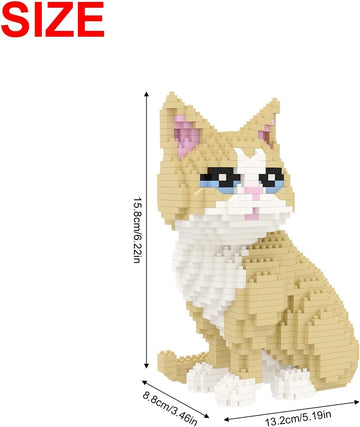 Larcele Cat Micro Building Blocks Animal Set, Diy Mini 3D Building Toy Bricks Kit,924 Pieces Kljm-05 (Golden Shorthair)