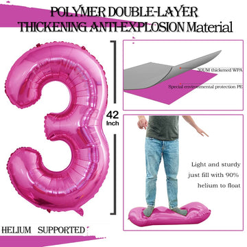Goer Number 13 Balloons For 13Th Birthday Sweet 13 Party Decorations,42 Inch Jumbo Foil Helium 31 Balloons For 31St Birthday Party Decoration (Hot Pink)