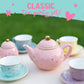 Porcelain Tea Set for Girls - Pastel with Gold Polka Dot Tea Party Set for Kids I Complete Children Tea Sets with Carry Case, Bi