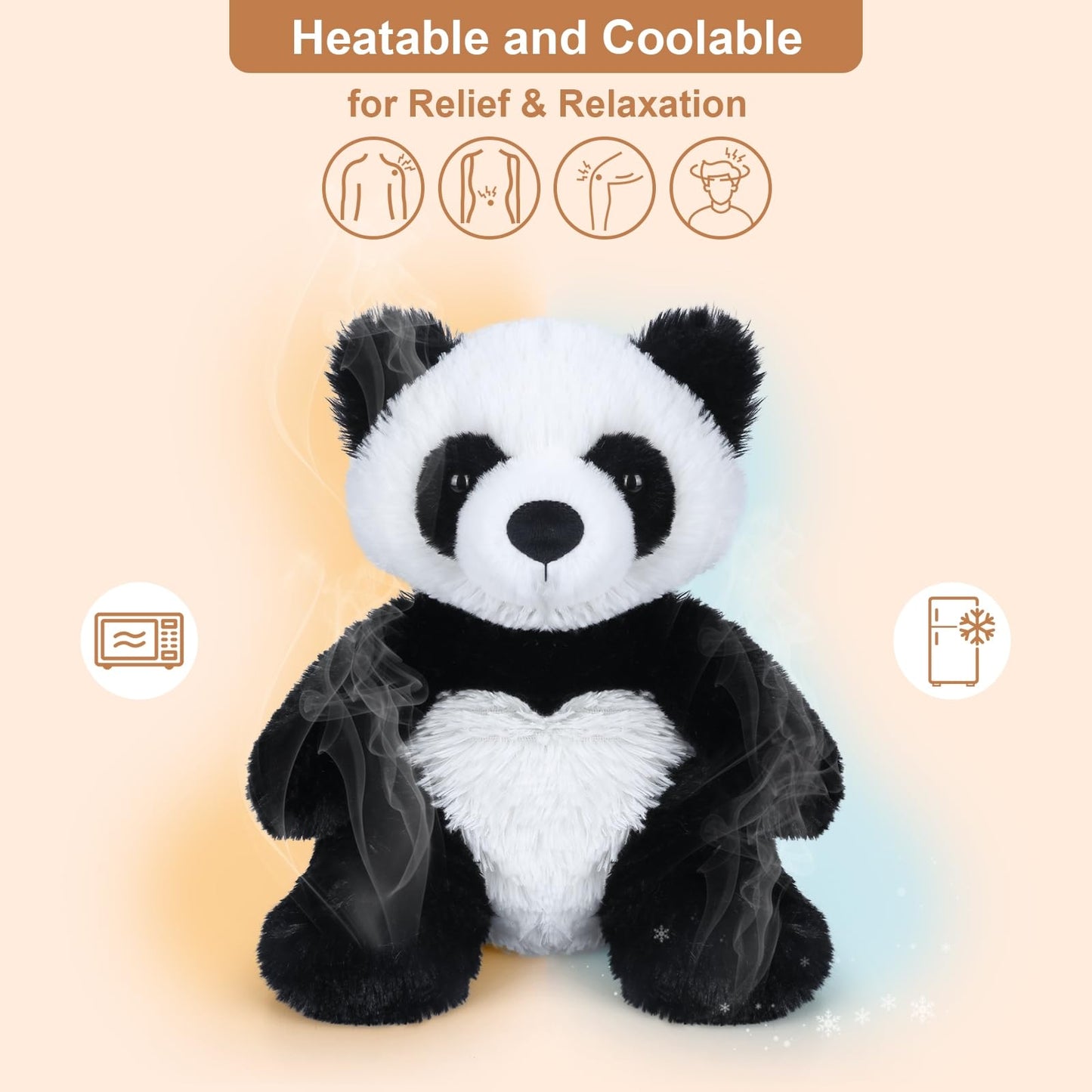 SuzziPals Heatable Panda Stuffed Animal - Microwavable Plush Toy for Soothing & Relaxation, Fantasy Color, Model PALS-27