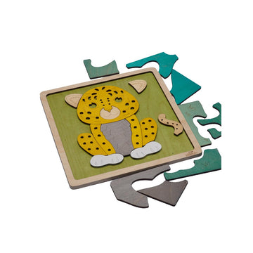 Amur Leopard Wooden Puzzle | 20 Pieces Jigsaw Puzzle | Endangered Animals For Kids 3 Years And Above