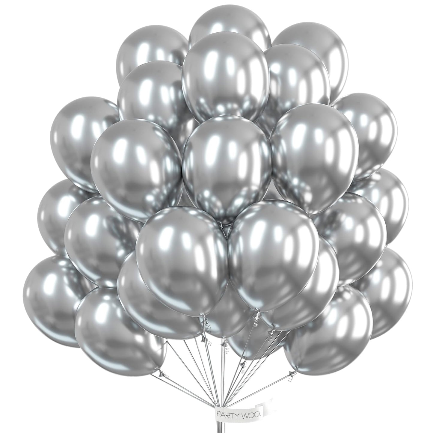 PartyWoo Metallic Silver Balloons, 12 Inch Rubber, 100 pcs for Wedding & Birthday Decorations, Silver-G102