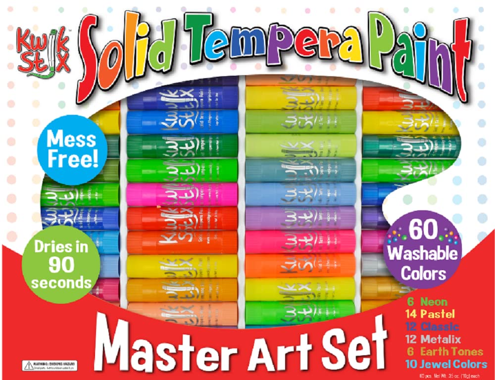 The Pencil Grip Kwik Stix Master Art Set 60 Colors, Includes Classic, Metallic, Neon, Jewel, Pastel and Earth Colors, TPG-690
