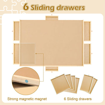 Talgic 1500 Piece Wooden Puzzle Board With 6 Drawers, Cover And Legs, 27'X35' Rotating Adjustable Jigsaw Puzzle Table For Adults, Portable & Folding Puzzle Accessories For Birthday Gift