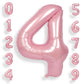 Suwen 40 Inch Pink Large 4 Number Balloons Big Foil Helium Number Balloons 0-9 Jumbo Happy 4Th Mylar Birthday Party Decorations