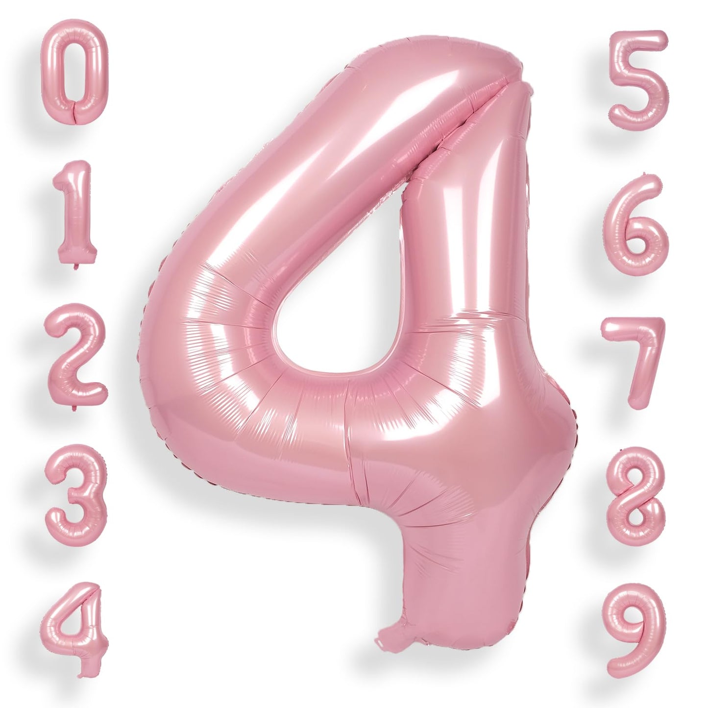 Suwen 40 Inch Pink Large 4 Number Balloons Big Foil Helium Number Balloons 0-9 Jumbo Happy 4Th Mylar Birthday Party Decorations