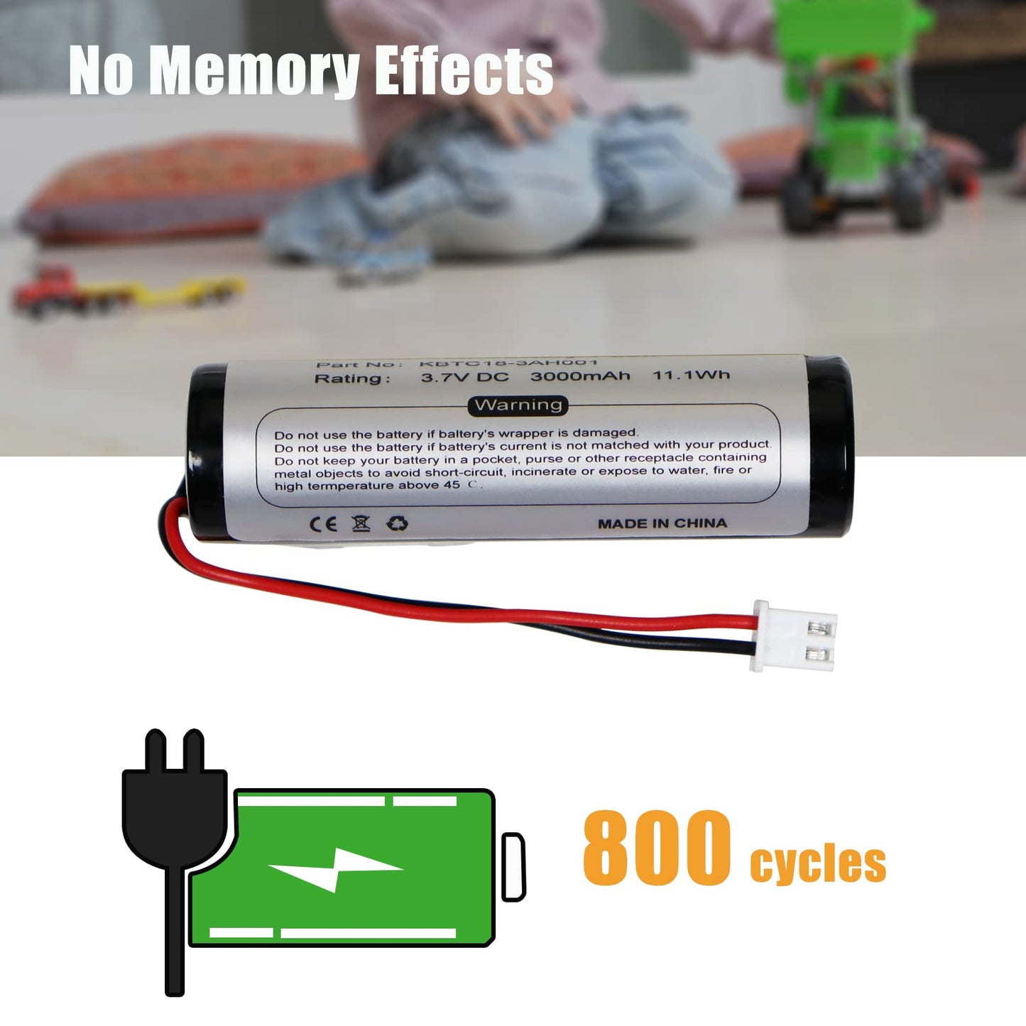 Kbt 3.7V 3000Mah Rechargeable Li-Ion Battery With Jst 2.54 2Pin Plug, Charging Cable For Voice Power Amplifier, Speaker