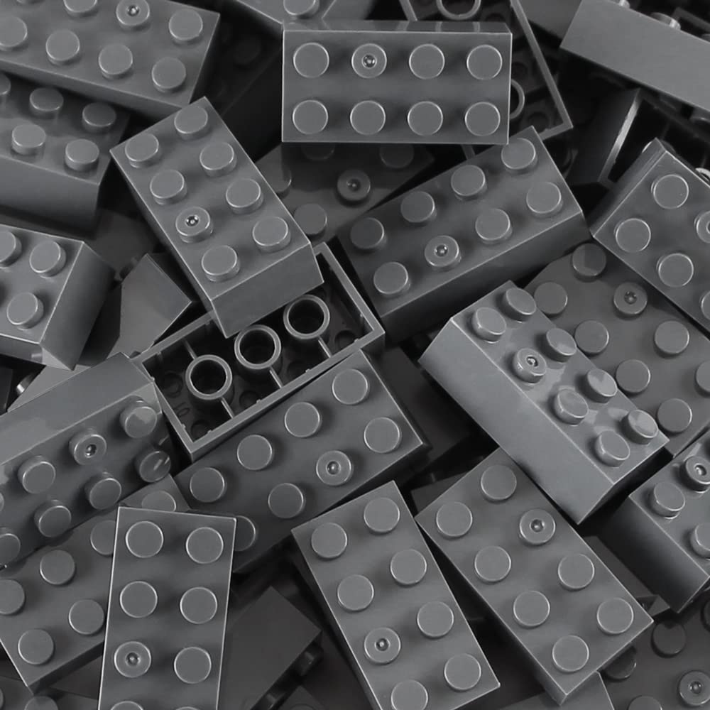 Feleph Dark Bluish Gray 2X4 Bricks 320 Pieces Grey Classic Building Blocks Creative Play Set Toy Accessories Compatible With Major Brick Brands (Gray Deep)