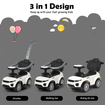 HONEY JOY Ride On Push Car for Toddlers, Large White, Polypropylene, Sound & Lights, Detachable Guardrail, Under Seat Storage