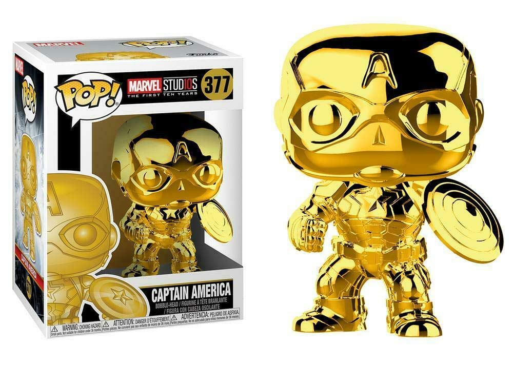 Funko Pop Marvel Studios 10 Captain America Gold Chrome Collectible Figure, Vinyl, One Size, Multicolor, Model 33515
