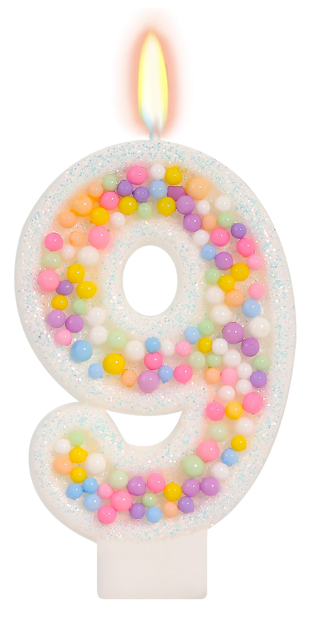 FAMGift Number 9 Birthday Candle - Colorful Macaron Candles, 9 Candle Birthday Girl Women, Sweet Theme Birthday Party Supplies, 