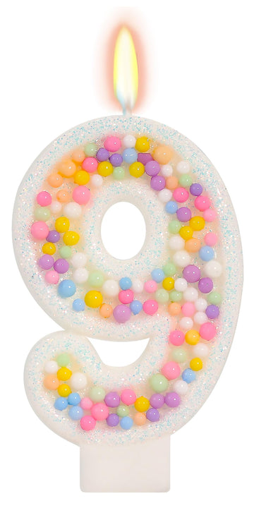 FAMGift Number 9 Birthday Candle - Colorful Macaron Candles, 9 Candle Birthday Girl Women, Sweet Theme Birthday Party Supplies, 