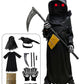 Longpo Halloween Costumes For Boys Grim Reaper Costume Kids Set Scary Ghost Cosplay Outfit Halloween Party Favors Gifts (S)