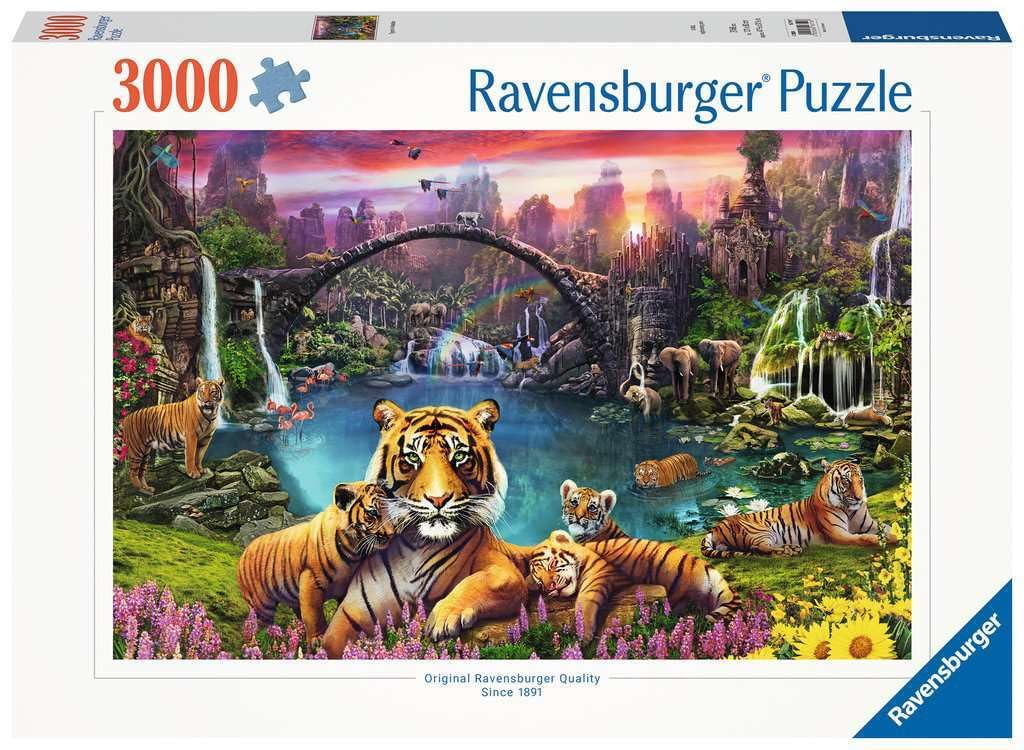 Ravensburger - Tigers in Paradise - 3000 Piece Jigsaw Puzzle - Fantastic  Beautifully Vivid Depiction of Tigers at Sunset - Frameable - enhanced Quality - Puzzles for mature-themeds