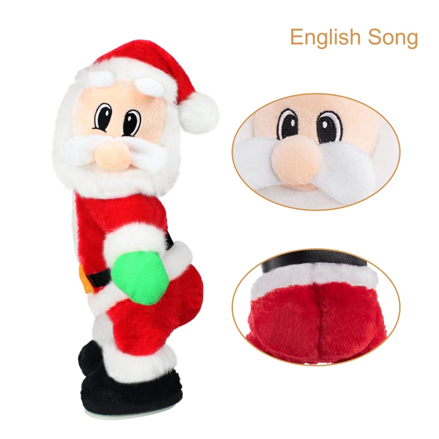 Twerking Santa Claus,Booty Shaking Santa Dancing Santa Claus With Music Singing Animated Christmas Santa Toys For Kids- English Song