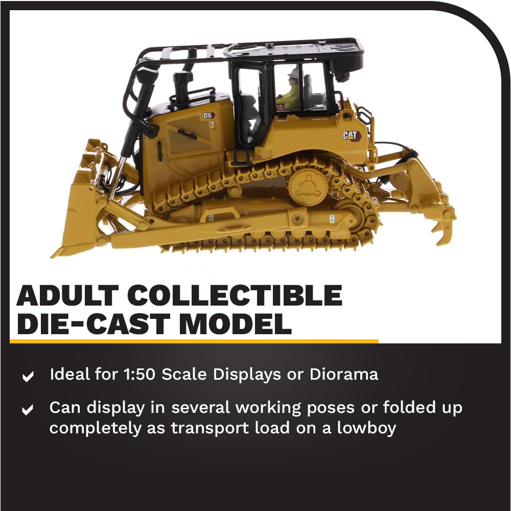 Diecast Masters CAT Caterpillar D6 Track Type Tractor Dozer with SU cutting edge and Operator High Line Series 1/50 Diecast Model 85553