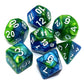 CREEBUY Blue Mix Green DND Dice Set for Dungeon and Dragons D&D Pathfinder Role Playing Game RPG Polyhedral Dice with Dice Bag