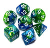 CREEBUY Blue Mix Green DND Dice Set for Dungeon and Dragons D&D Pathfinder Role Playing Game RPG Polyhedral Dice with Dice Bag