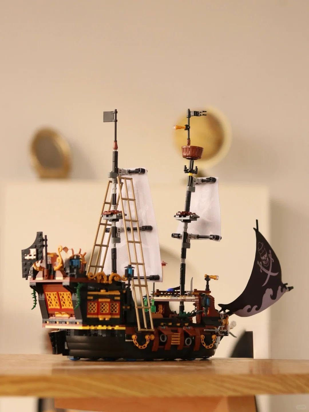 YBLOCK Pirates Ship Building Mini Blocks Set, 1328 Pieces, Brown Plastic Toy for Ages 8-14, Model 01041