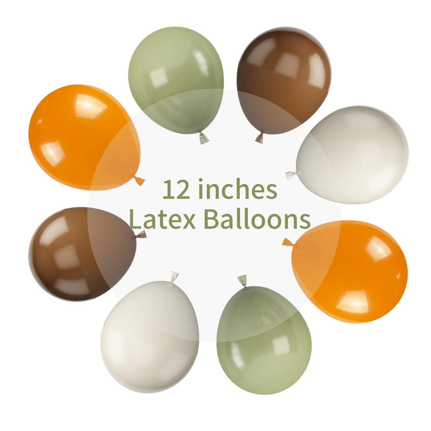 Sage Green And Orange Balloons, 12 Inch Green Brown Orange Balloons Olive Green Brown Beige Jungle Safari Wild Woodland Balloon