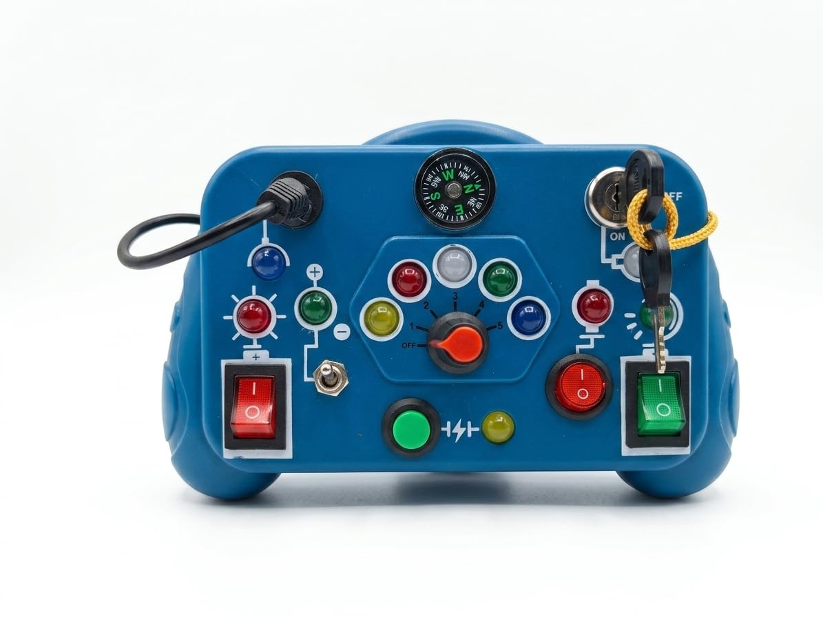 P SQUARE Montessori Busy Board Switch Light Game Sensory & Educational Activity Toy & Fine Motor Skill Development Travel Friend