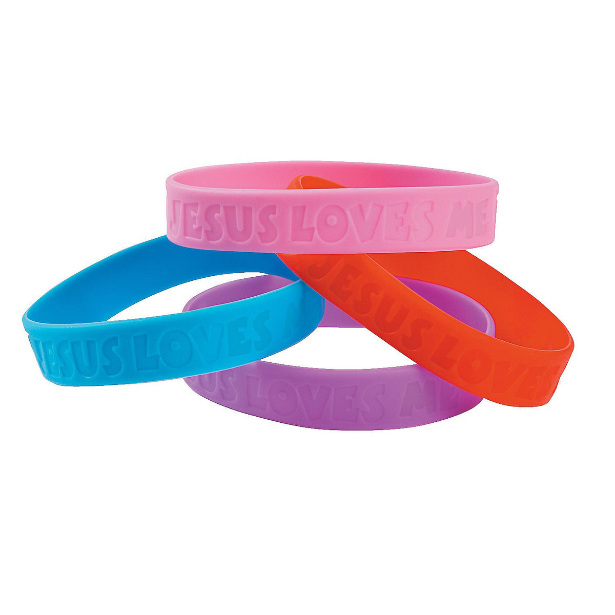Fun Express Jesus Loves Me Rubber Bracelets  Novelty Jewelry, Party Favors  24 Pieces | vbs Bracelets | Religion Summer Camp |