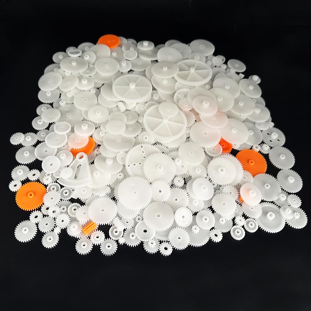 421PCS White Plastic Gears Module 0.5 Gears for DC Motor DIY Model Toys RC Car Robot Gear Replacement Electric Motor Gears (421)