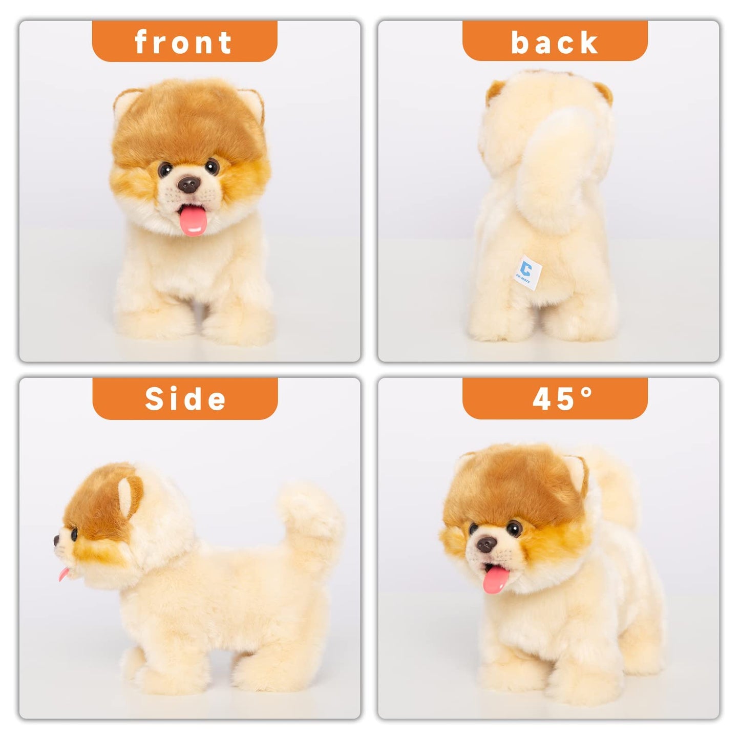 Electronic Walking Pomeranian Stuffed Dog Toy, Realistic Interactive Puppy Robot Pet Dog, Walking, Barking,Wagging Tail & Talkin