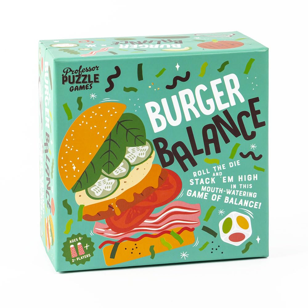 Professor PUZZLE Burger Balance Stacking Game - One Size, Blue, Plastic, Model FD5243