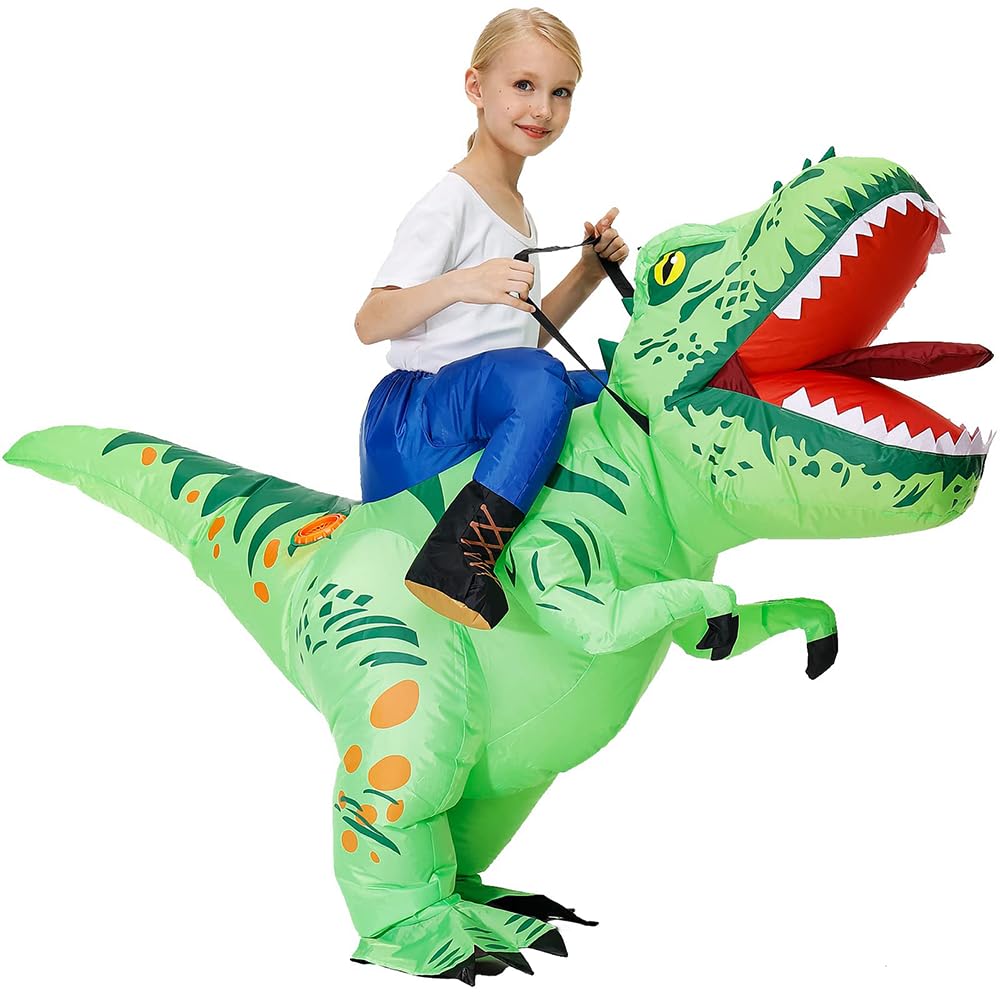 Mt Mengtong Halloween Costume Inflatable Dinosaur Costume Kids Riding T Rex Blow Up Funny Party For Boys/Girls(4-6Y)
