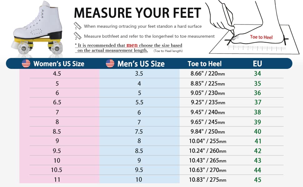 Ugboiu Roller Skates For Women And Men,Derby Roller Skates With 4 Shiny Wheel, Classic Double-Row Roller Skates For Indoor And O