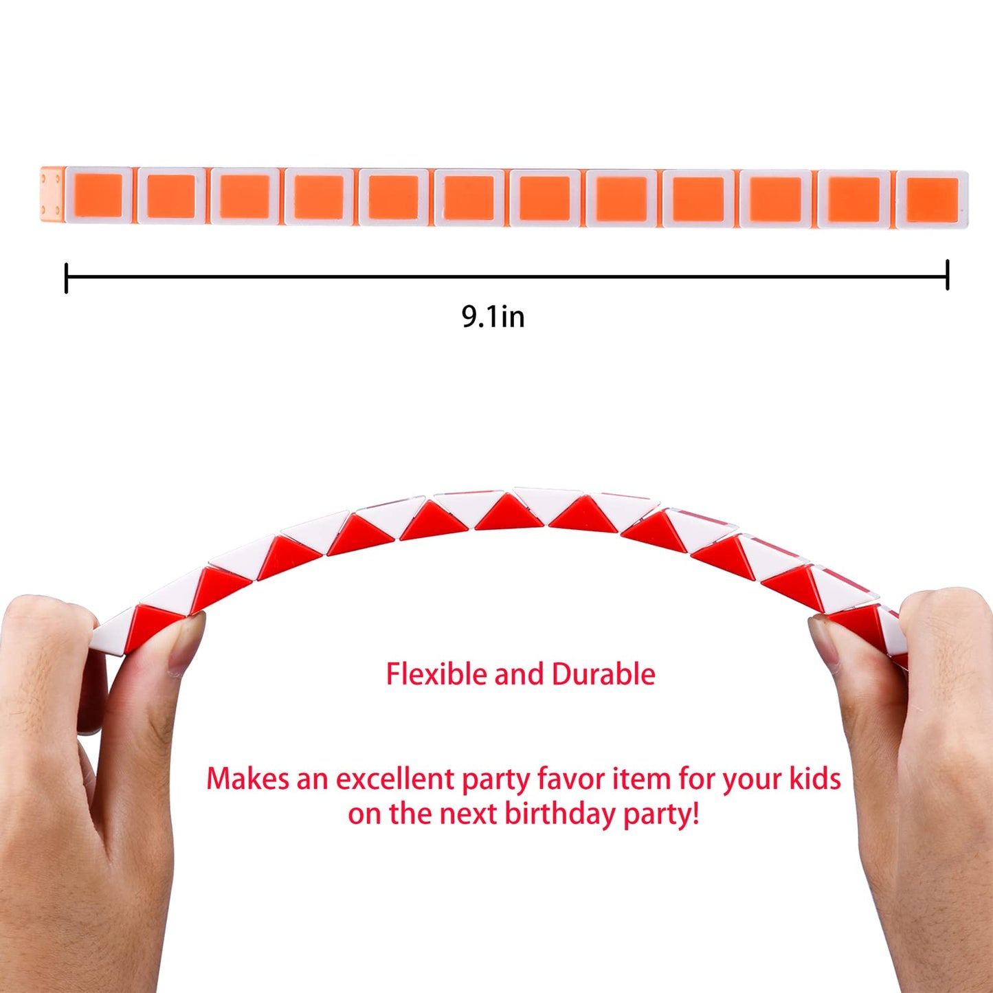 Ganowo Fidget Snake Cube Puzzle Toys - 18 Pack, Medium Size, Plastic, Random Colors, Ideal for Kids, Party Favors, Classroom Rewards