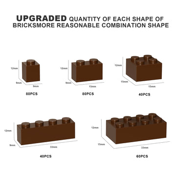 Webrick 300 Pcs Classic Building Bricks, Brown Bulk Bricks,Compatible With Major Brands Parts And Pieces, Creative Building Bloc