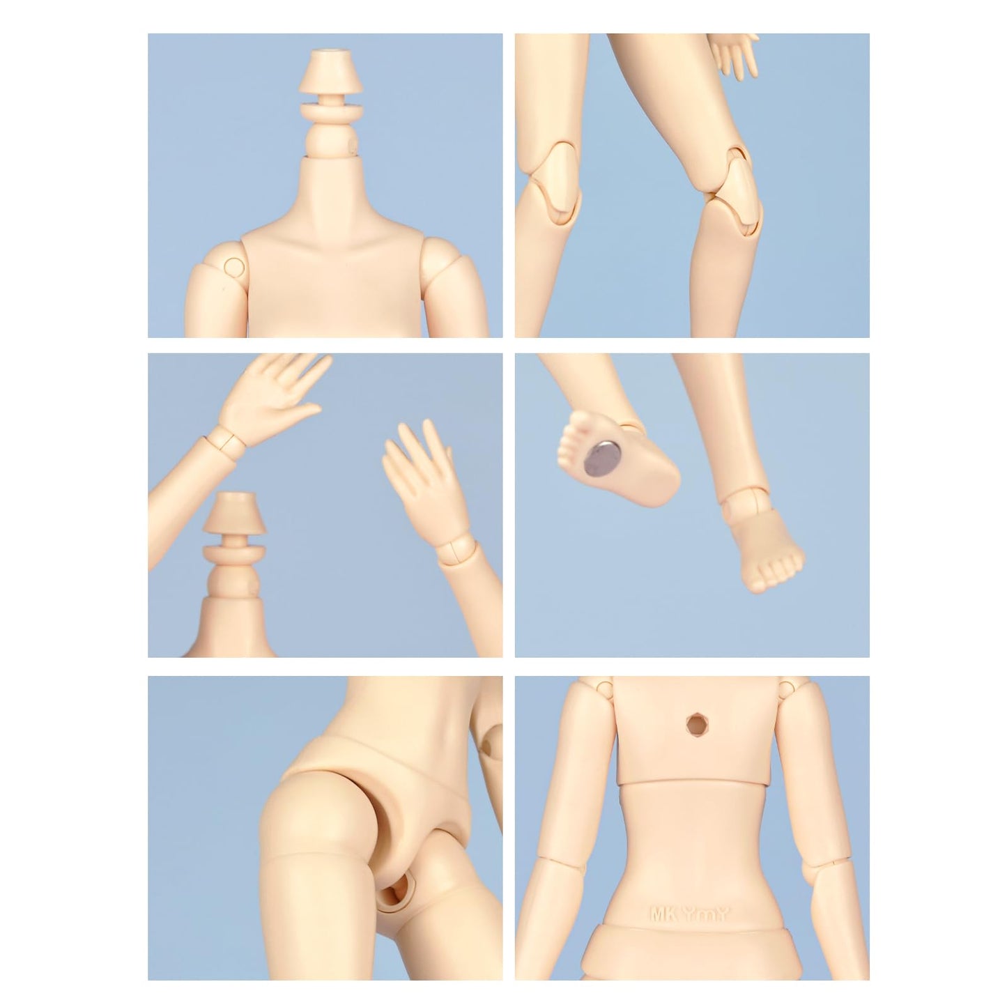 Ymy Female Doll Body Obitsu22 Obitsu24 Bjd Girl Doll For Gsc, Blythe,Icy,1/6 Scale Bjd Doll Head (Normal White-8.66 In)