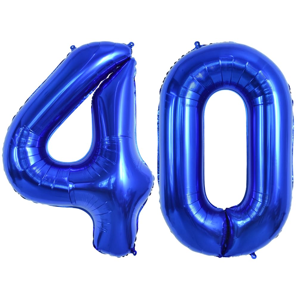 TONIFUL 40 Inch Large Navy Blue Number 40 Balloons Giant Digital 40 Helium Balloons, Foil Mylar Big Number Balloons for 40th Bir