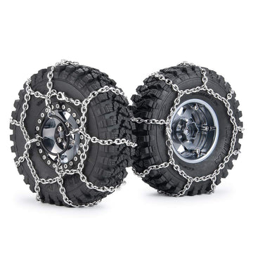 WEFEINO 4Pcs 1.9/2.2inch Wheel Tires Metal Snow Chains for 1/10 TRX-4 Axial SCX10 90046 RC Crawler Car (105MM)