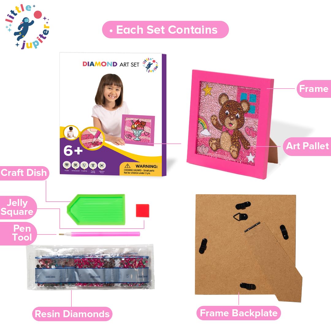 Little Jupiter Diamond Art Kits for Kids w/ 7 1/8  x 7 1/8  Frame - Kids Diamond Art - Kids Diamond Art Kits - Kids Diamond Art