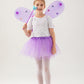 Purfeel Girls Led Light Up Angel Wings Kids Butterfly Wings Costume 4Pcs Sets Purple
