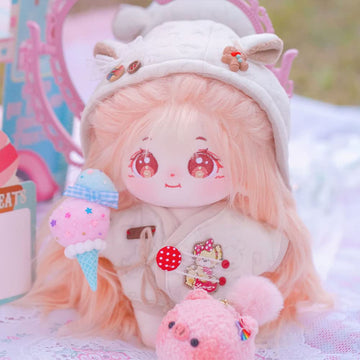 Niannyyhouse 20Cm Plush Doll Long Hair Girl Humanoid Stuffed Body No Attribute 8' Normal Body Dress Up Gifts (A-13-Without Skeleton)