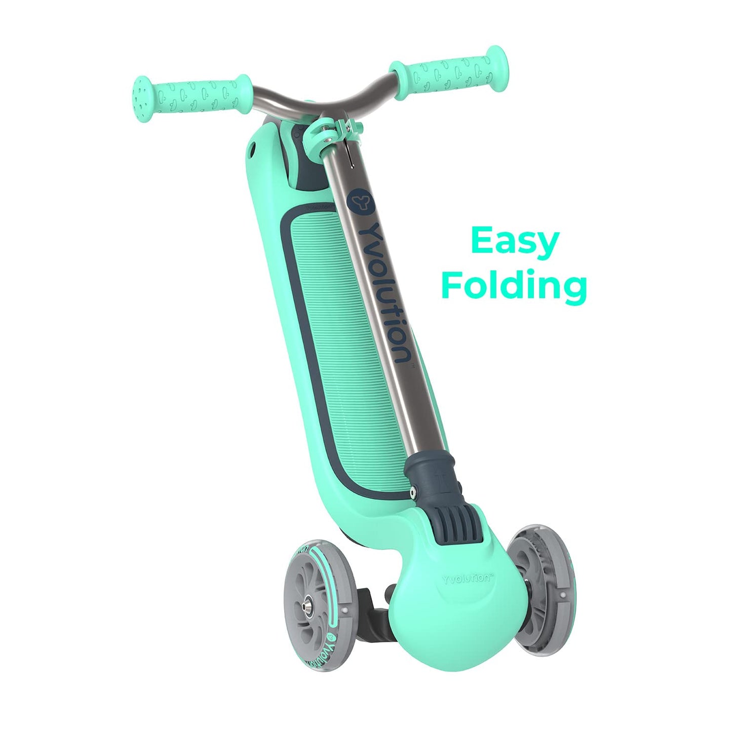 Yvolution Y Glider Air Scooter for Kids, 3-Wheel, Adjustable Height, LED Lights, Green, Model YS30G1