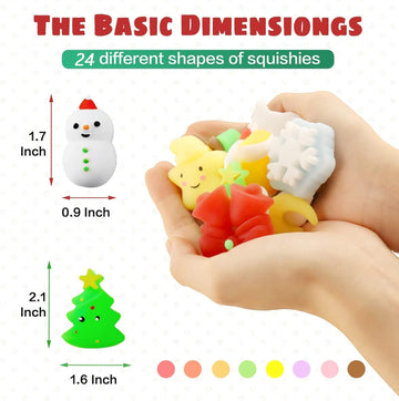 Jdsty 24Pcs Christmas Mochi Squishy Toys Christmas Toys Squishies For Kids Girls Boys Toddlers Christmas Party Favors Stocking S