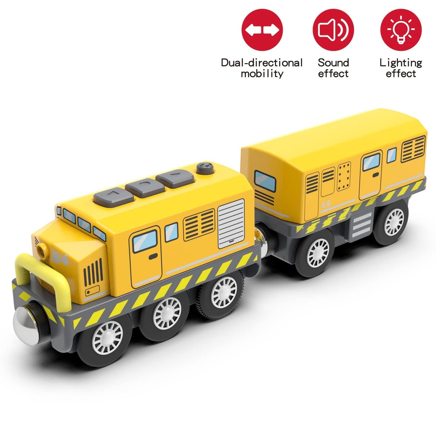 Hyperliving Wooden Train Track Accessories Battery Operated Locomotive Train, Motorized Train For Toddlers With Magnetic Connection