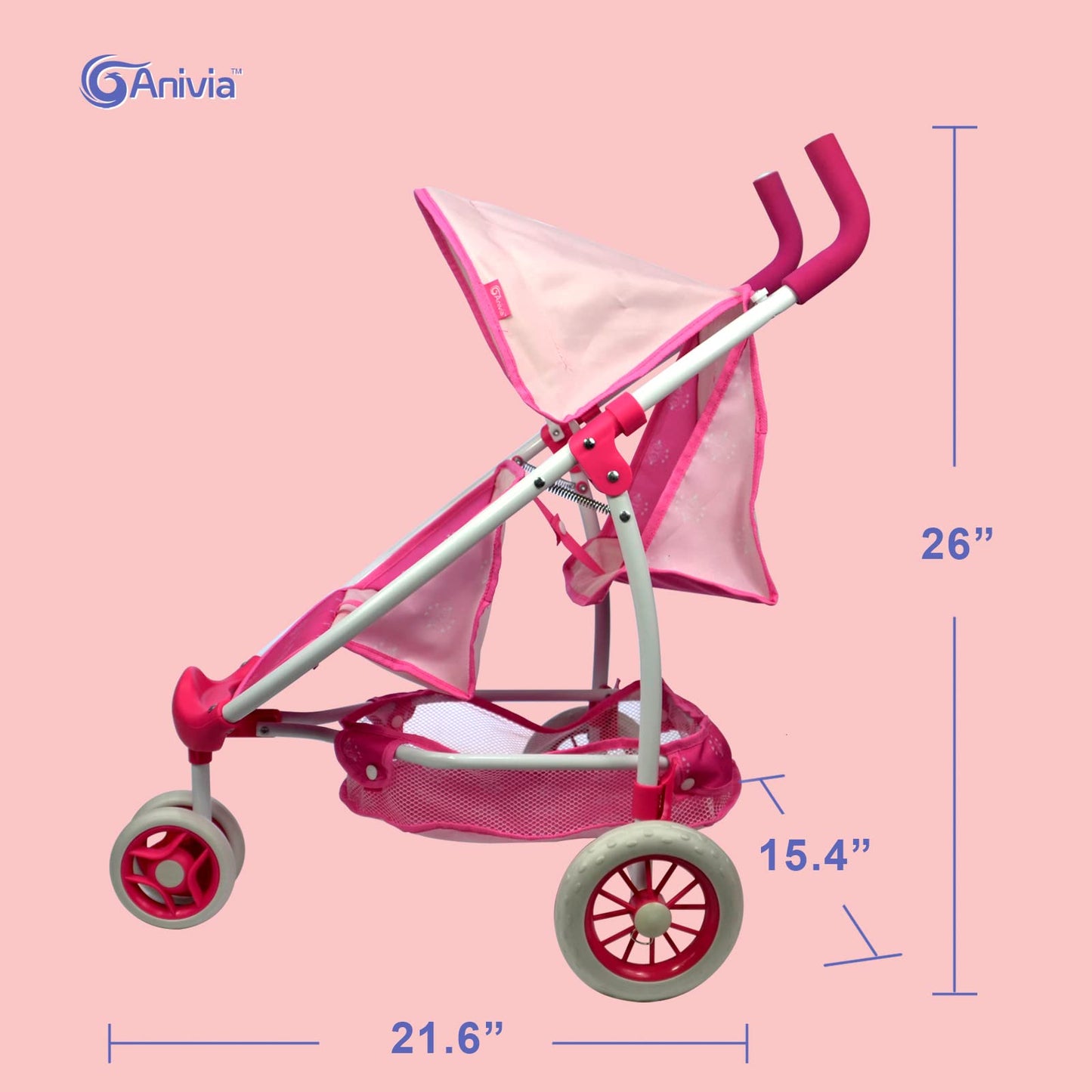 Baby Doll Stroller Anivia Twin Doll Stroller Heart Design Birthday Gifts For Toddlers And Girls Baby Doll Double Stroller, 1:1 Foldable Double Doll