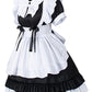 Girl Sweet Kawaii Costume Dress Anime French Maid Cosplay Furry Cat Ear Gloves Socks Set(Black L)