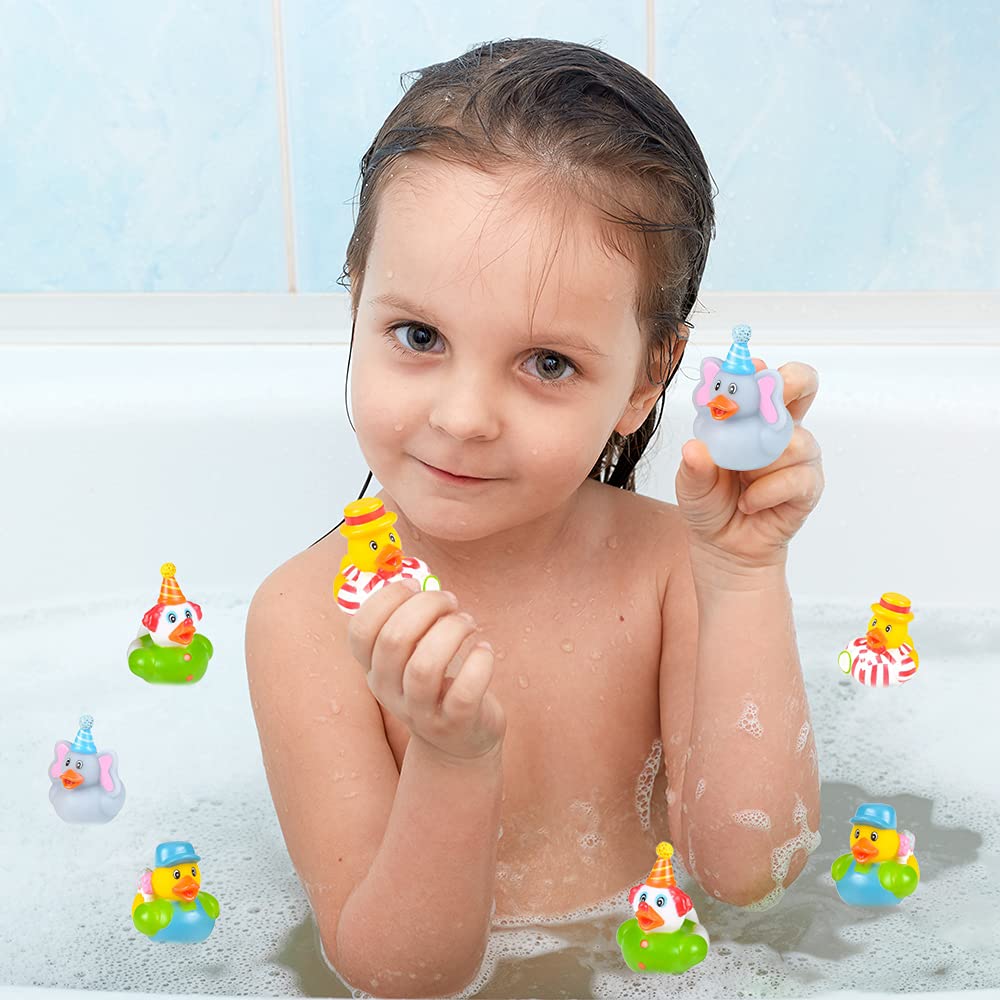Artcreativity Carnival Rubber Duckies For Kids, Pack Of 12 Cute Duck Bathtub Pool Toys, Fun Carnival Supplies, Birthday Party Favors For Boys And Girls