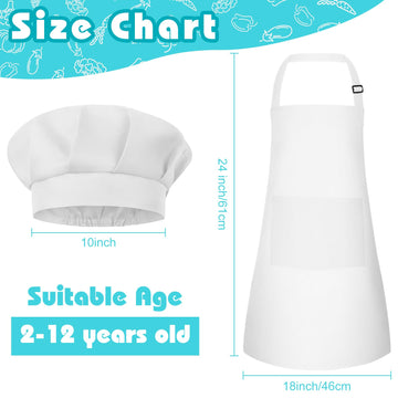 Bouiexye 10 Set Kids Apron and Chef Hat Set Children Apron Adjustable with 2 Pockets Children Chef Painting for Cooking Baking P