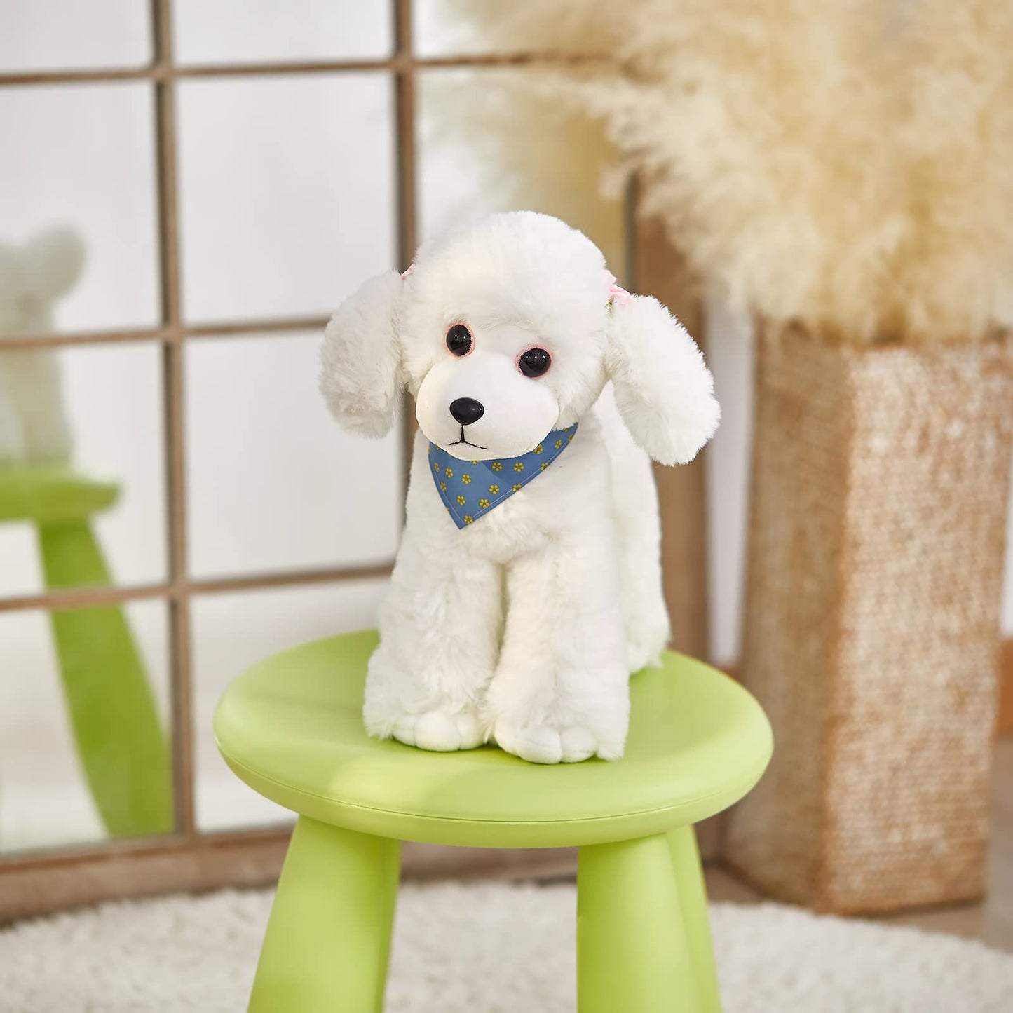 Athoinsu Realistic White Poodle Puppy Stuffed Animal Soft Adorable Hugging Puppy Dog Plush Toy Children'S Day Holiday Birthday For Toddler Kids, 12'